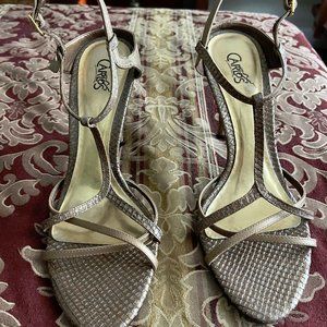 Carlos Santana Gold Strappy Stiletto Sandals